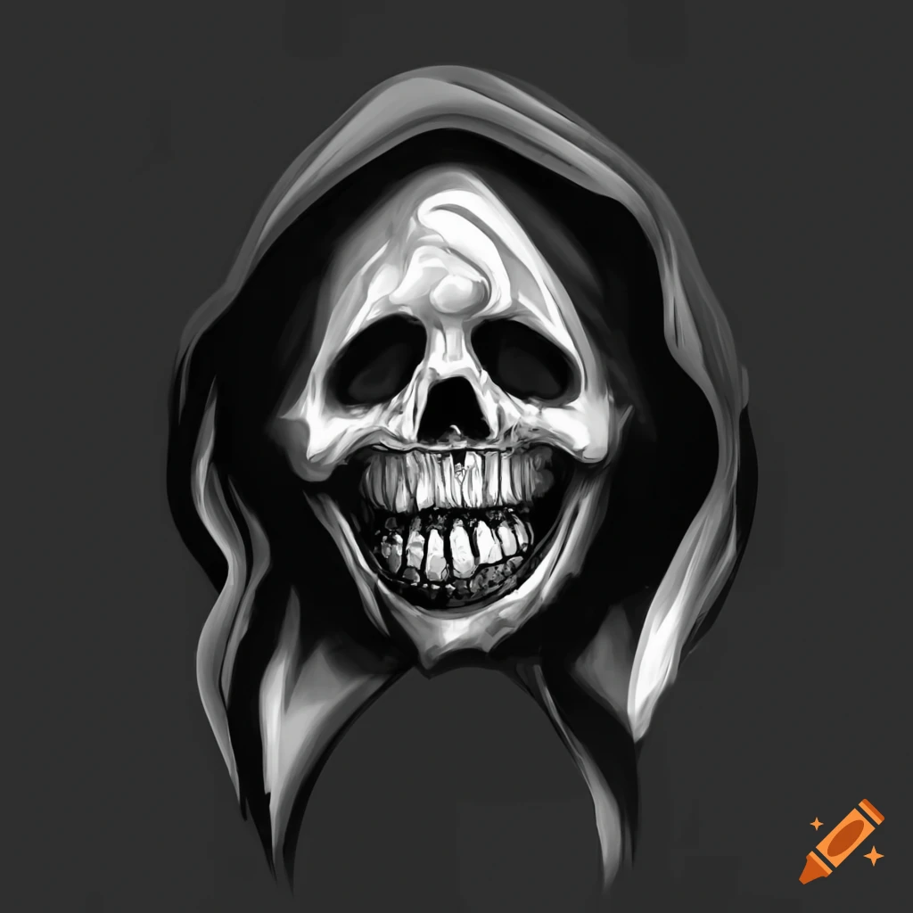 Black and white art in phonk style of a grim reaper on Craiyon