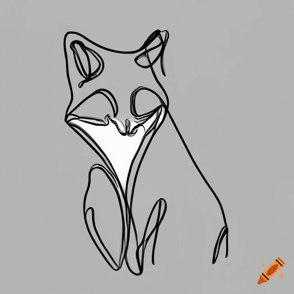 minimalistic one-line drawing of a fox