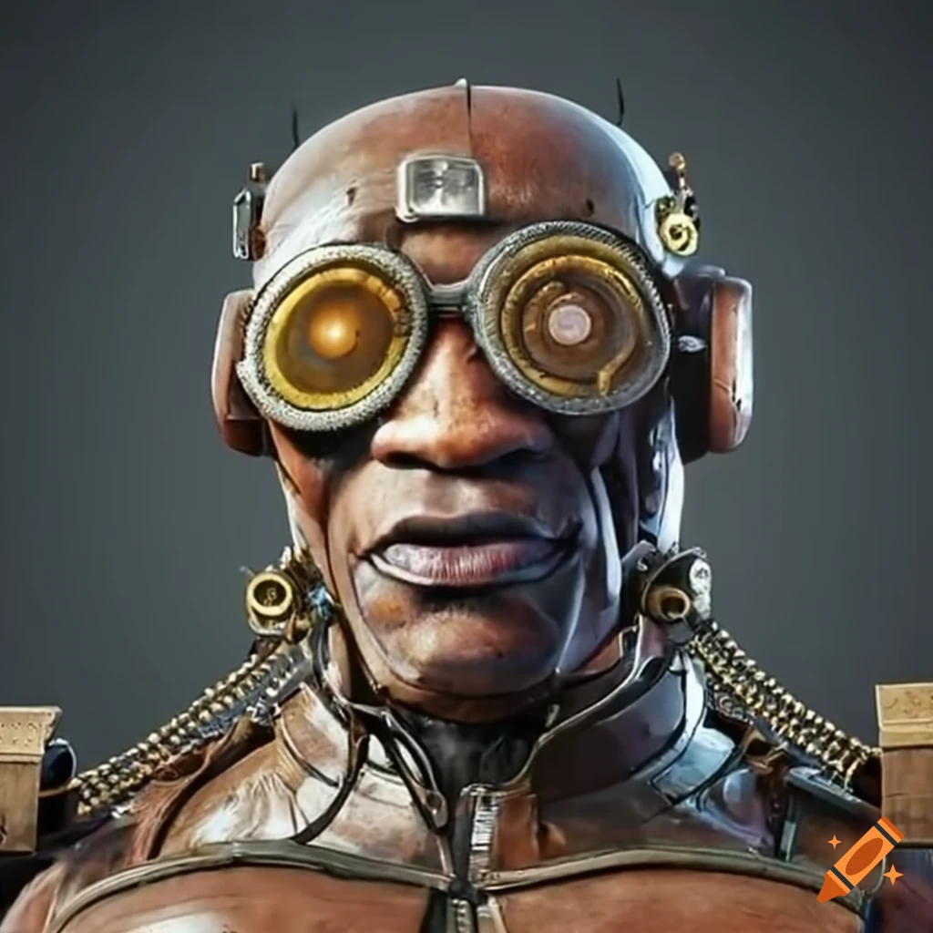 Image of ronnie coleman in steampunk armor and goggles