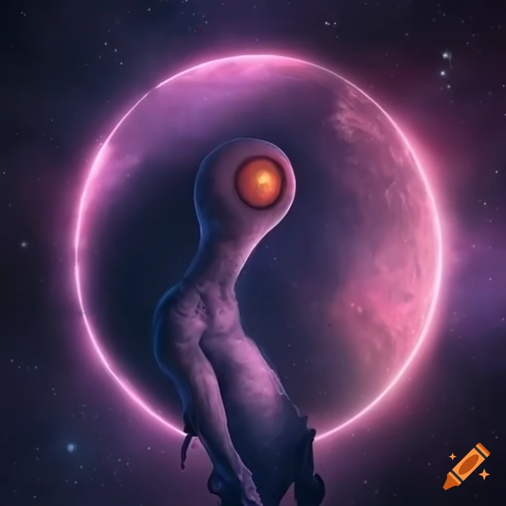Daytime depiction of a massive dreamlike human like monster descending