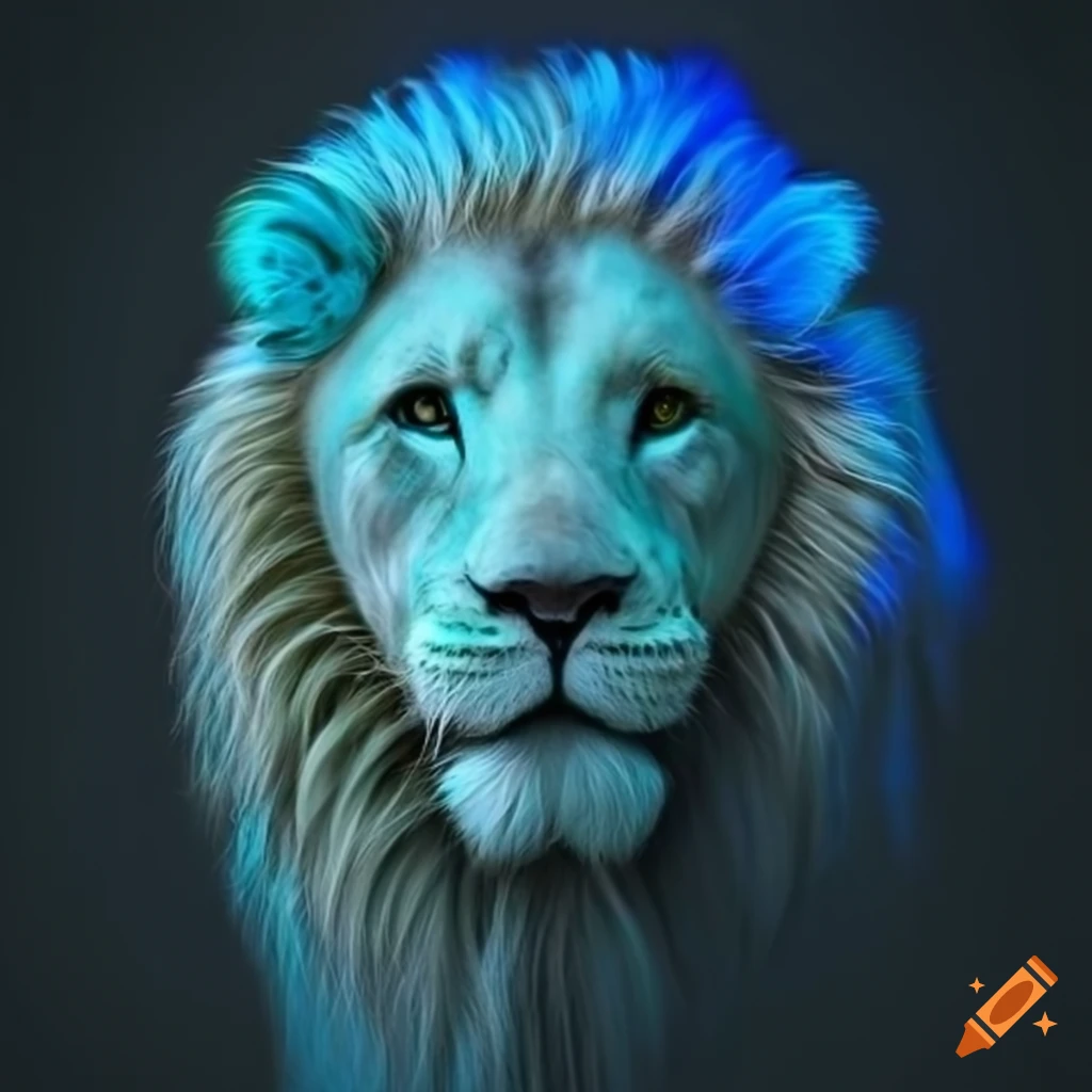 Steampunk lion with fluorescent mane