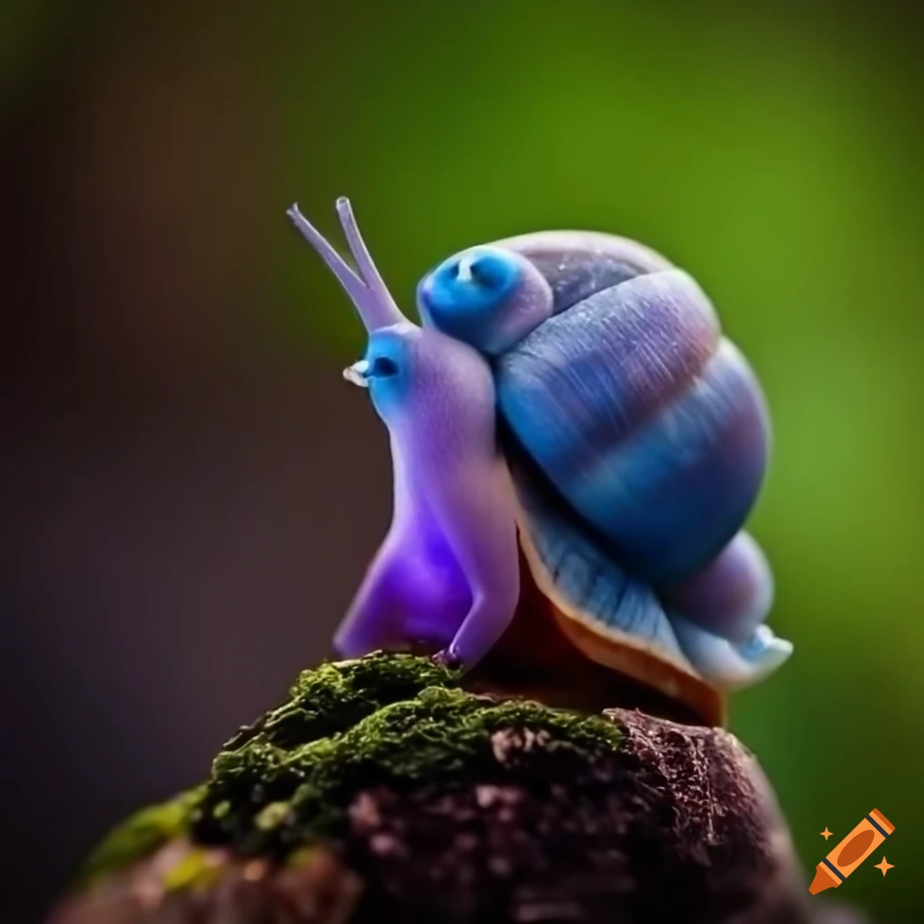image of a realistic snail-smurf hybrid