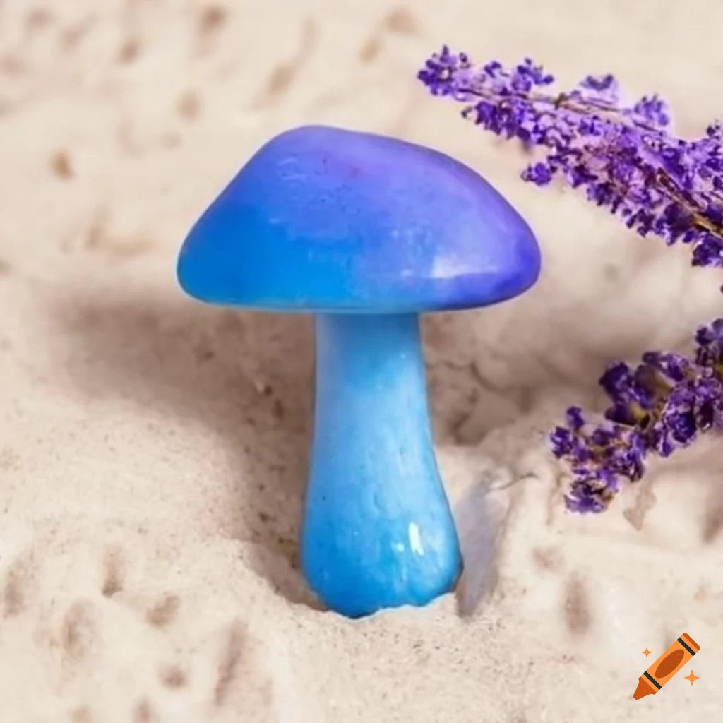 blue, lavender, and pink cat's eye stone mushroom