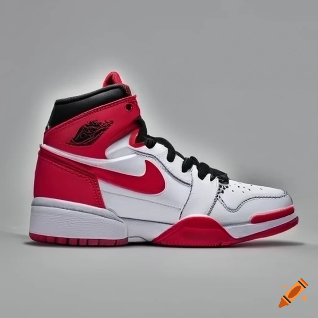Red and white nike jordan shoes on Craiyon