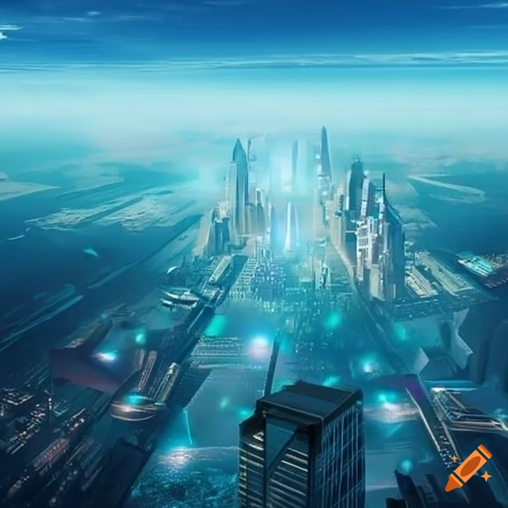 Futuristic cityscape on Craiyon