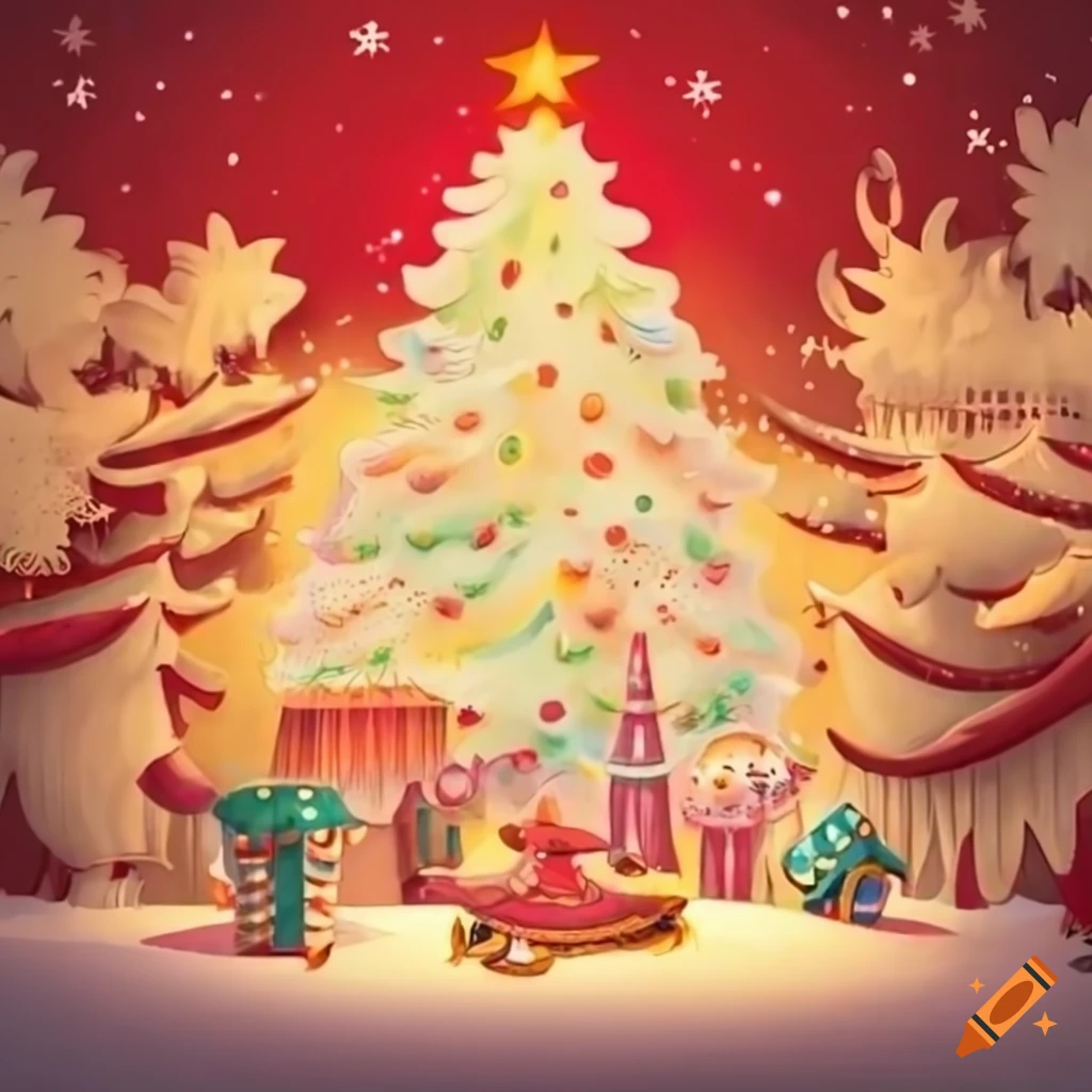 Whimsical and charming christmas background for a storybook