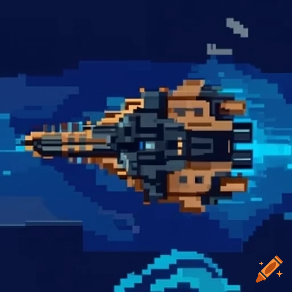 pixel-art-of-a-futuristic-battle-ship-in-space-on-craiyon
