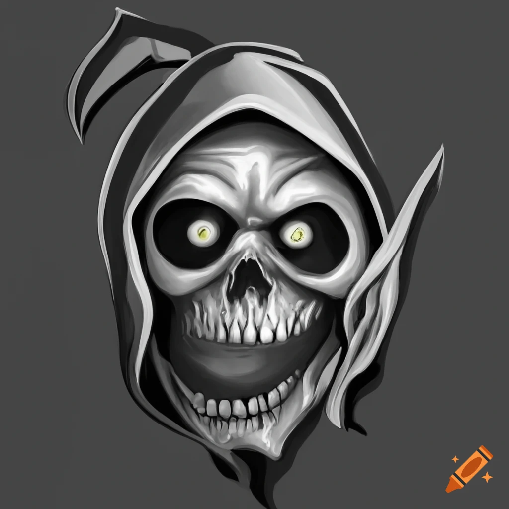 Grim Reaper with Skull Face and Moon Background, AI Art Generator