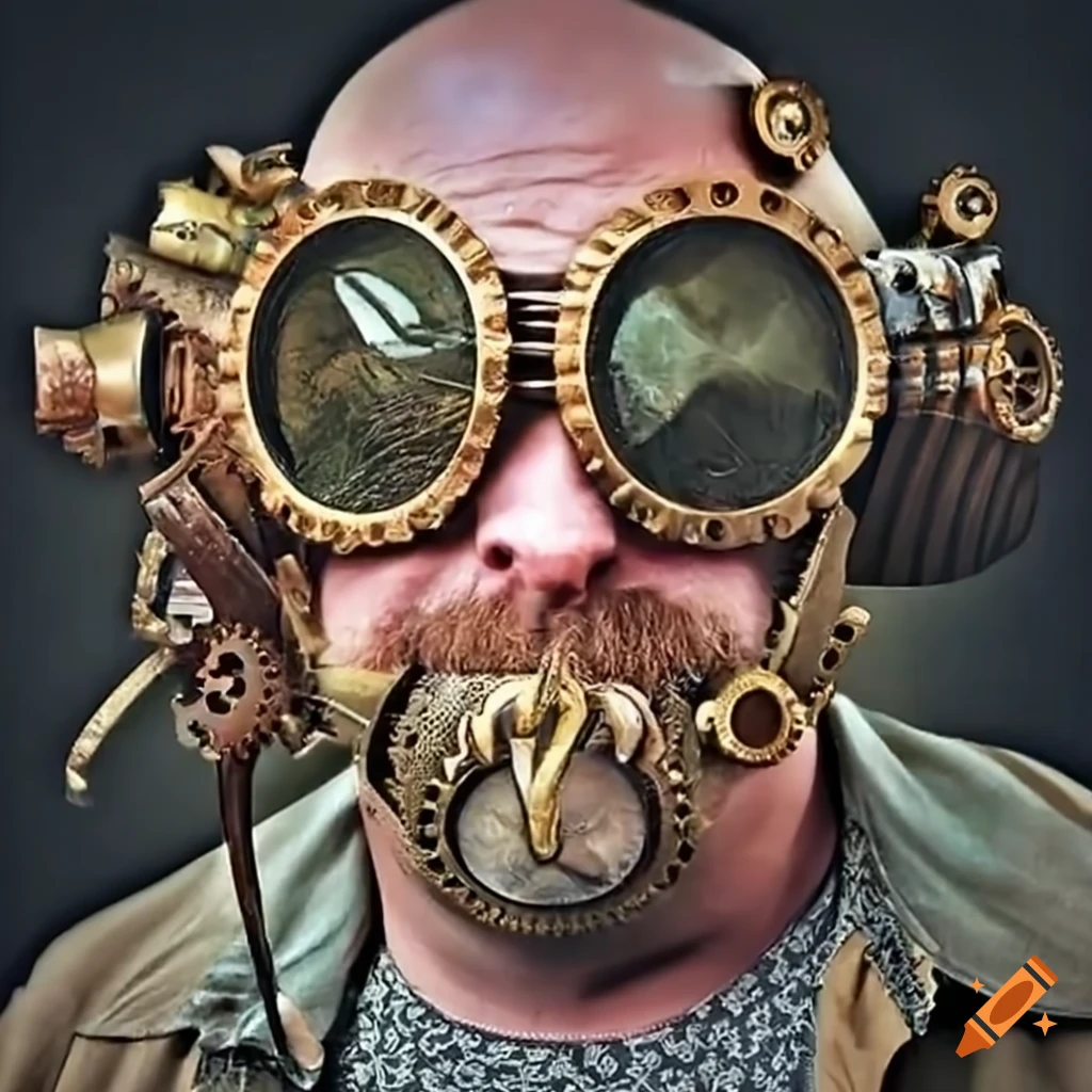 Rick harrison wearing steampunk goggles on Craiyon