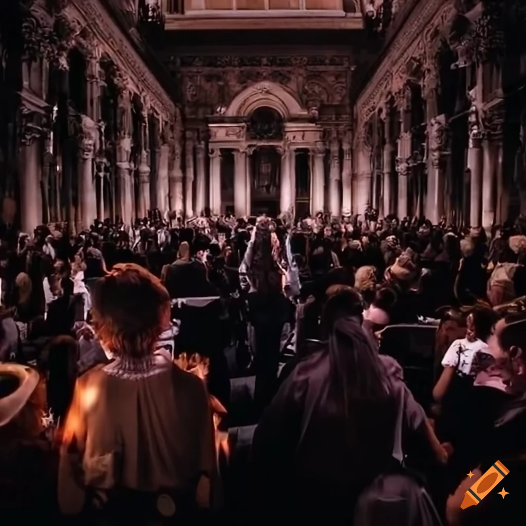 image of a crowd standing on a pedestal