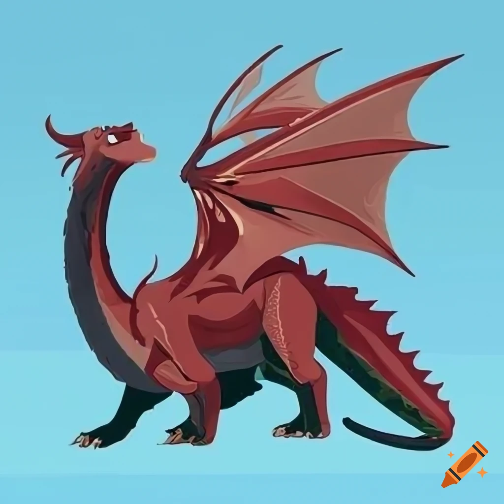 Humorous illustration of a fat red dragon wearing a diaper on Craiyon
