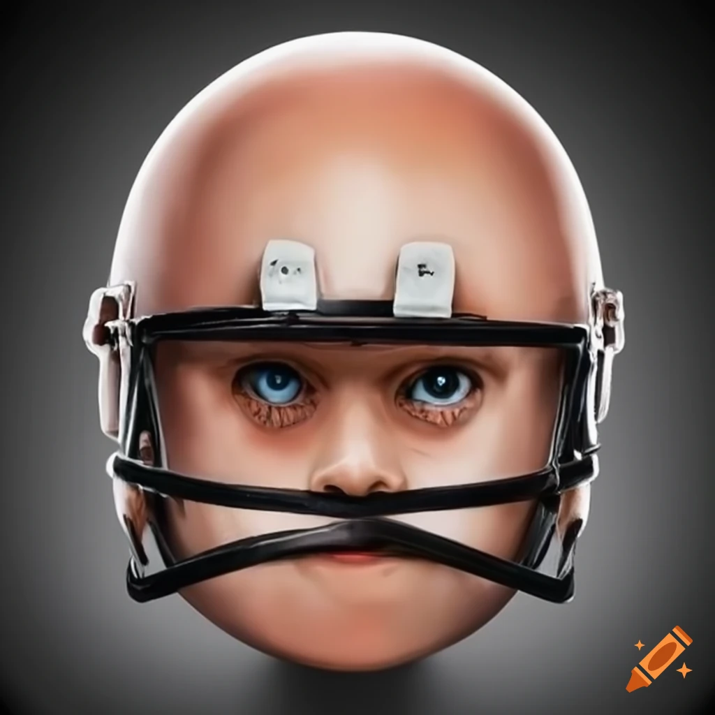 Football helmet with bald person design on Craiyon