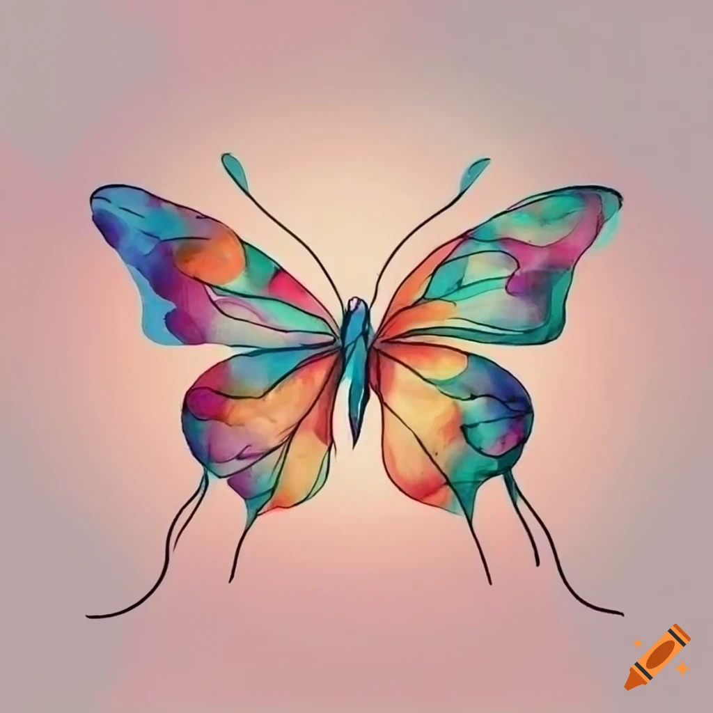 Colorful butterfly drawing with flower background on Craiyon
