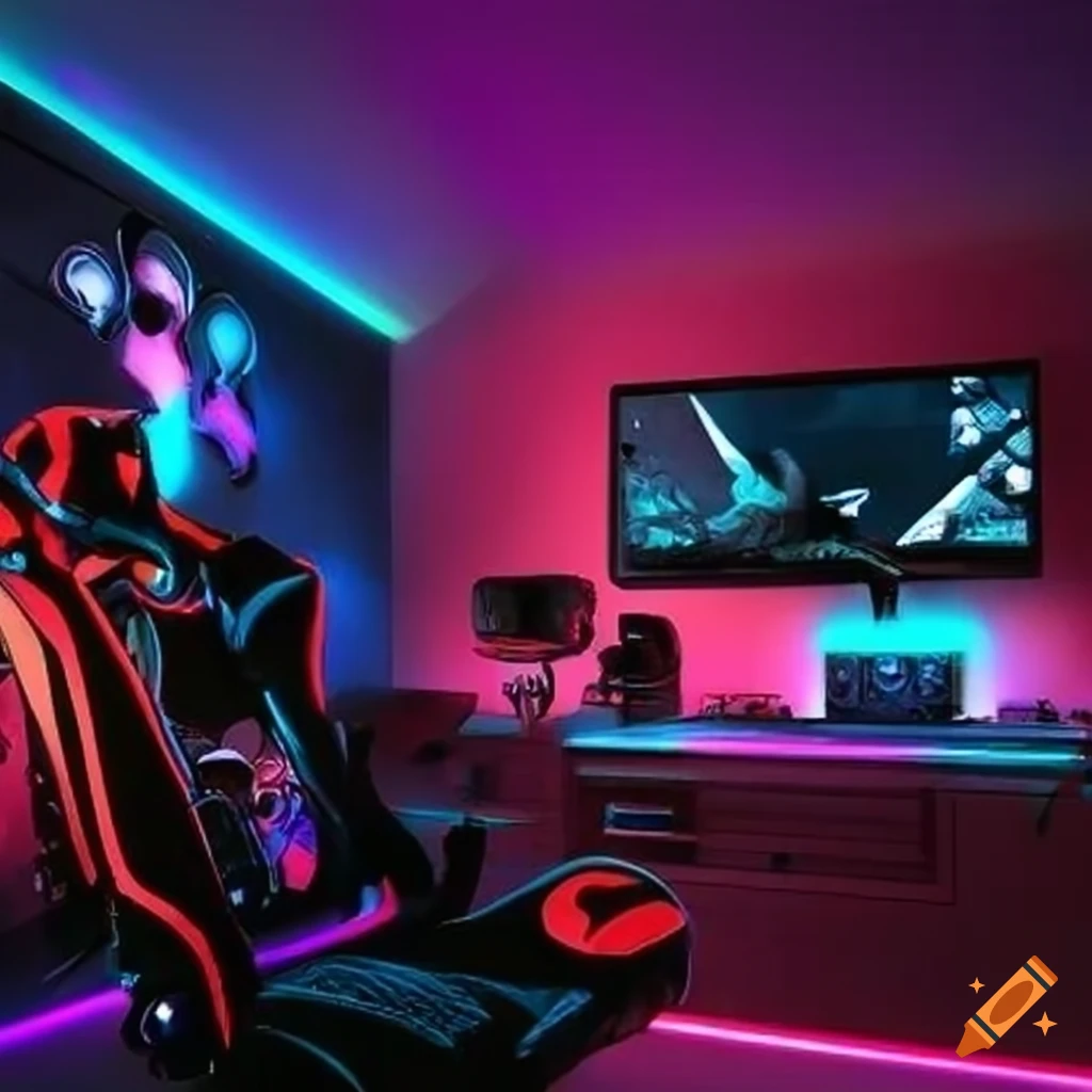 Gamer room with subtle lighting on Craiyon