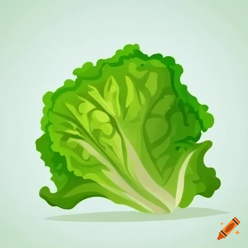 cartoon lettuce leaf on white background