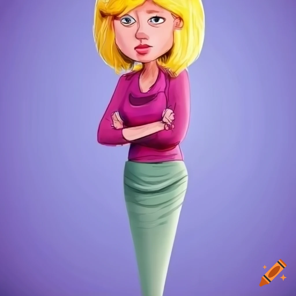 Cartoon of a confident middle aged woman on craiyon