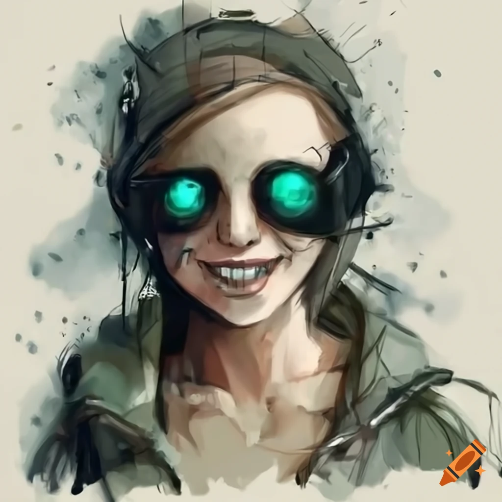 smiling girl in a post-apocalyptic pilot outfit