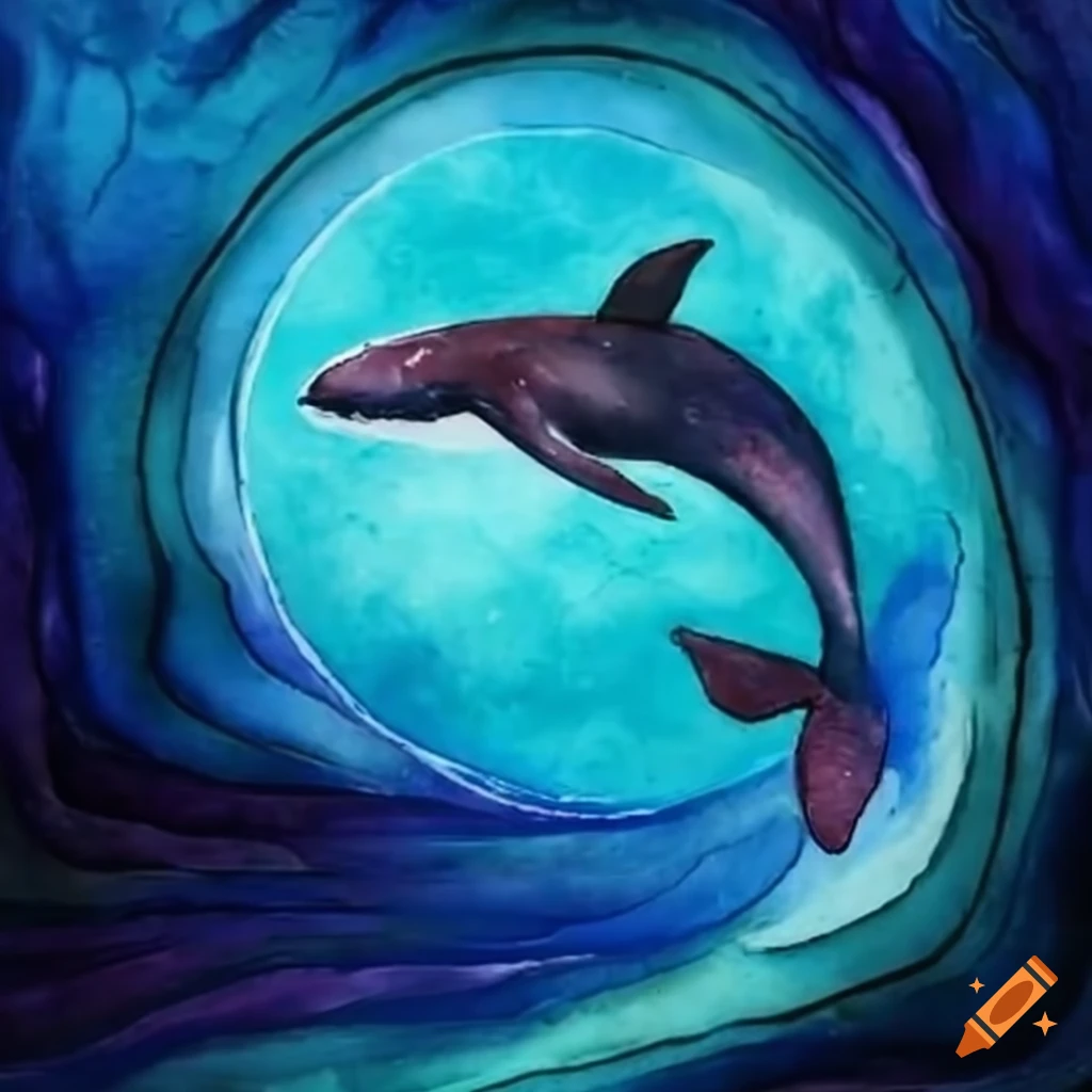whale flying through a portal