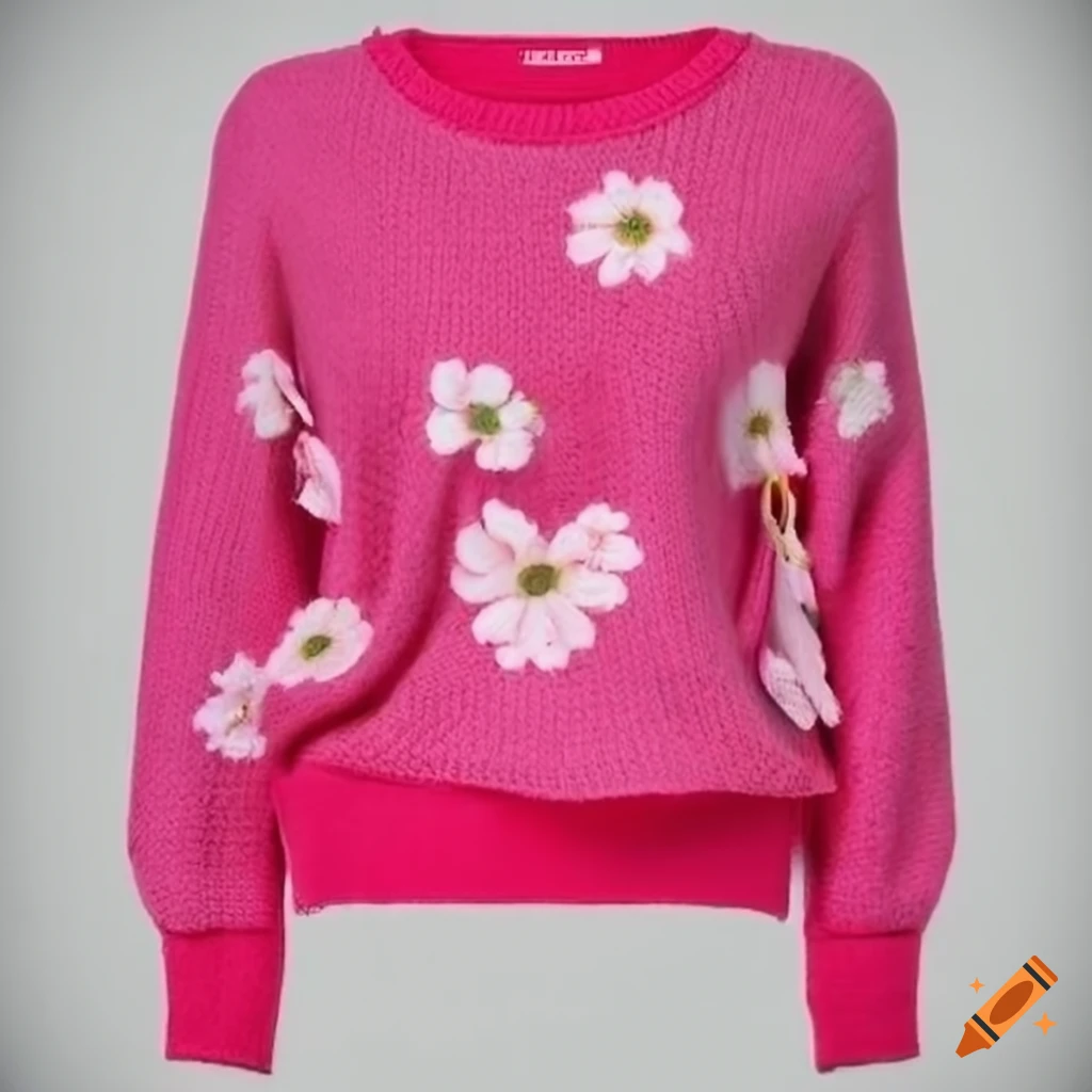 Pink sweater with vanilla flower design on Craiyon