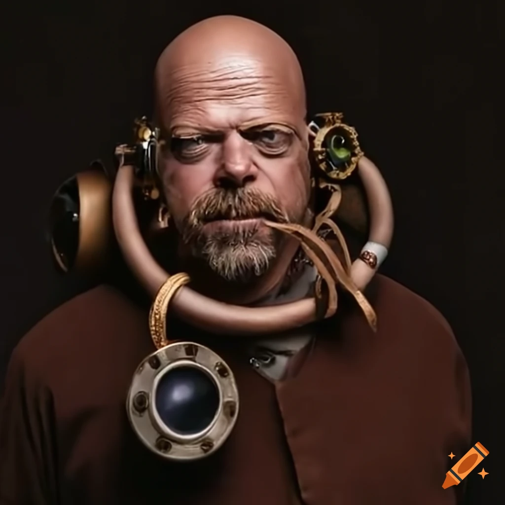 Artistic depiction of rick harrison wearing steampunk goggles