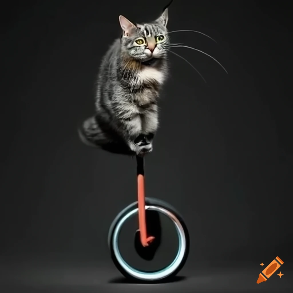 Cat riding a unicycle on Craiyon