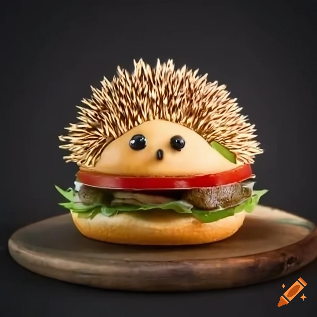hedgehog cheeseburger sculpture