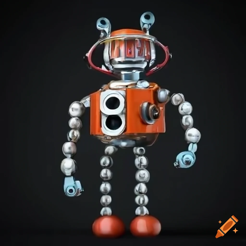 digital art of a funny robot made of ball bearings