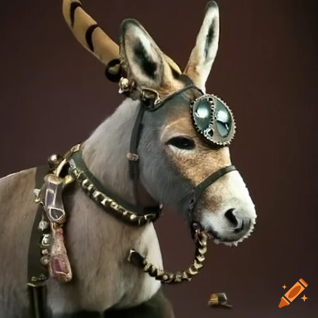 steampunk donkey with Victorian hat