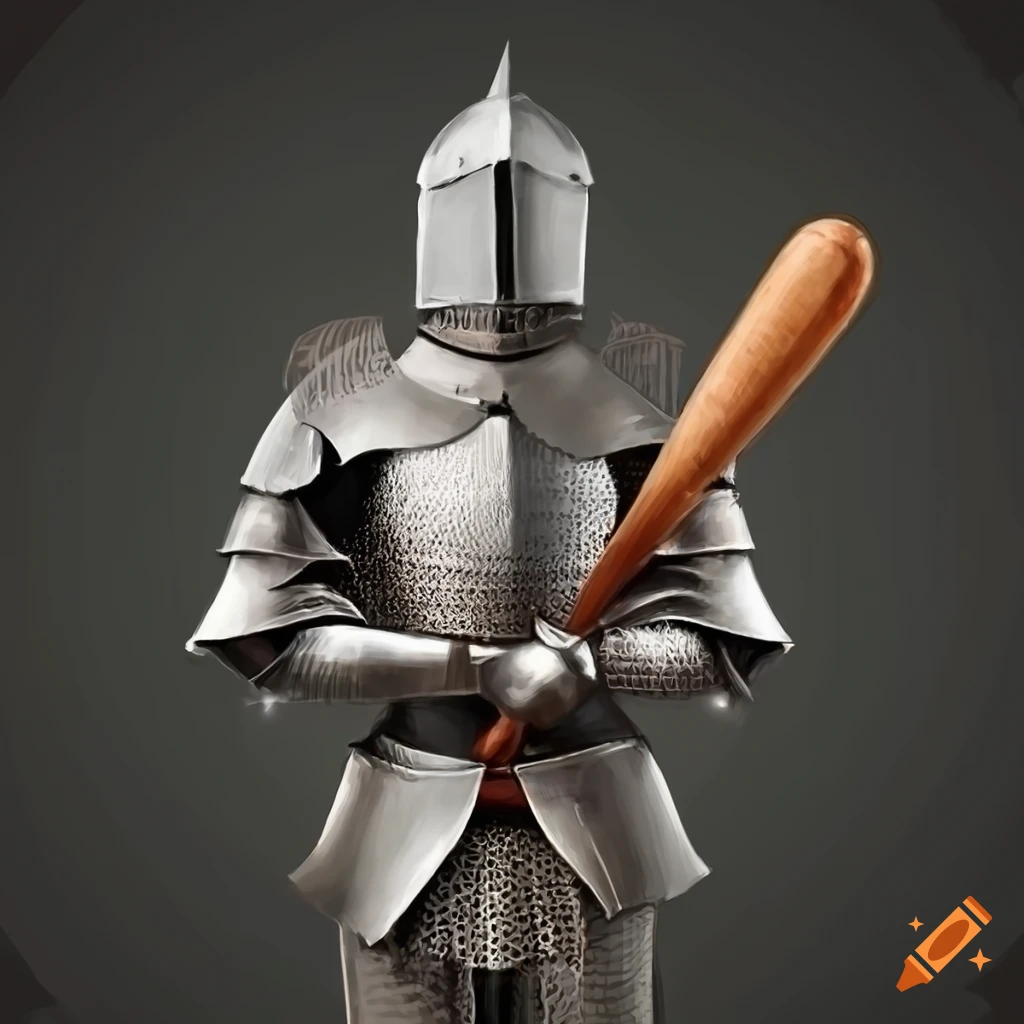 Illustration of a knight with a baseball bat on Craiyon