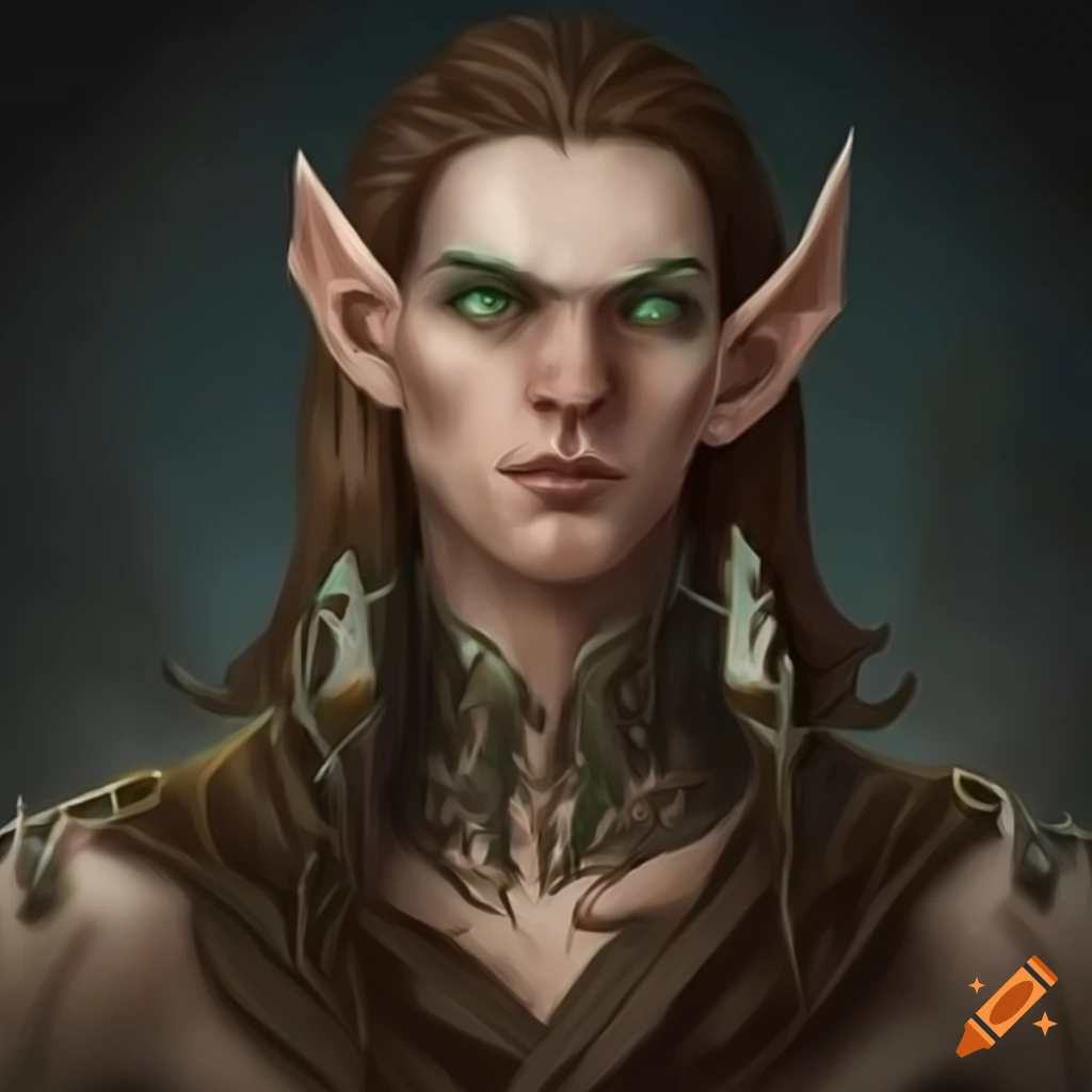 portrait of an ambitious male wood elf