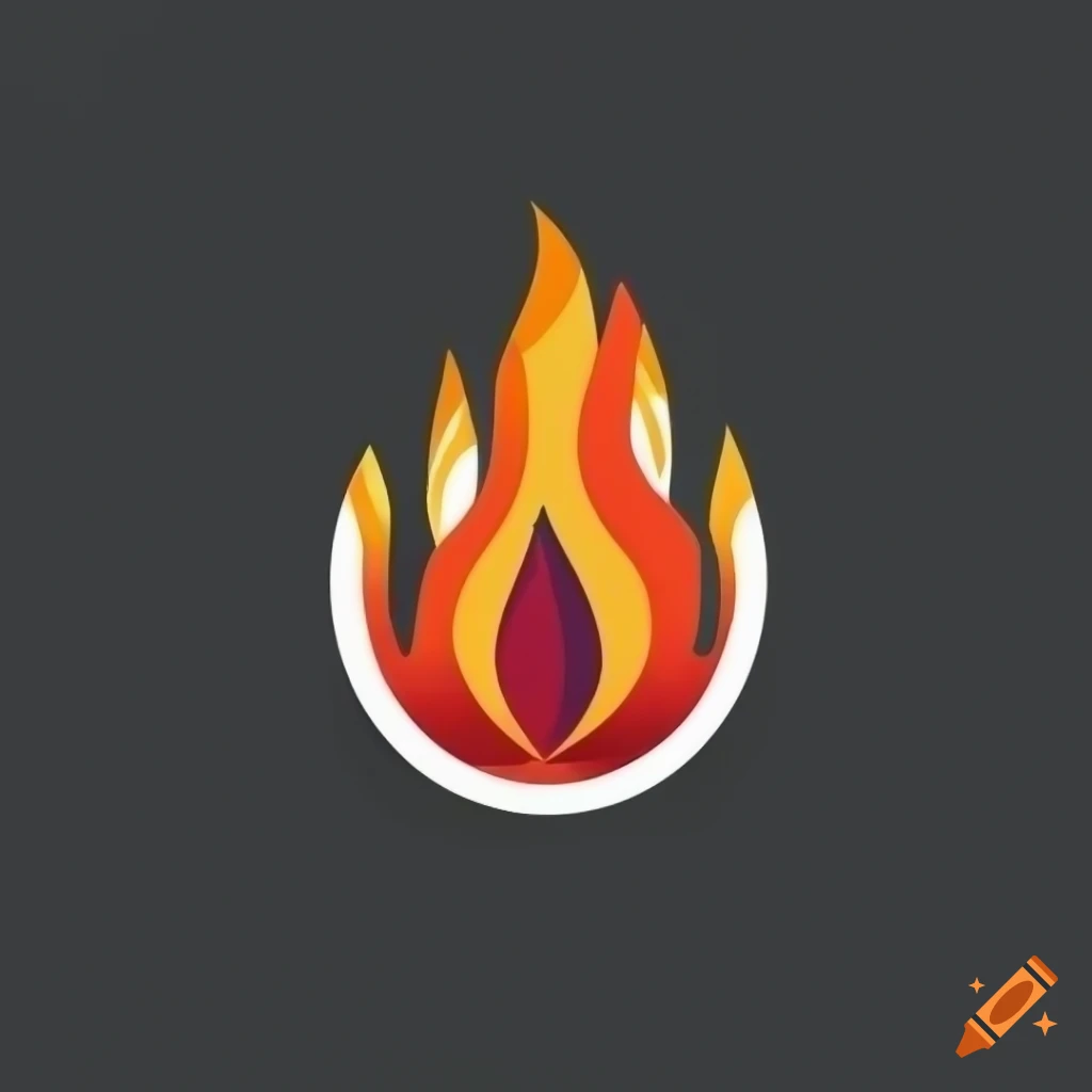 modern flame logo in a circle shape