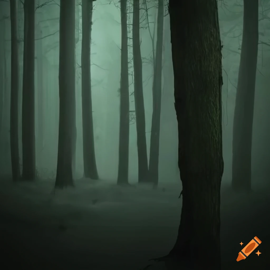 nostalgic forest with negative space