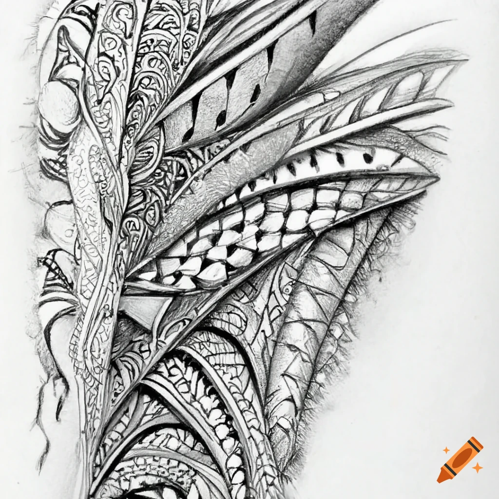 zentangle sketch with intricate lines