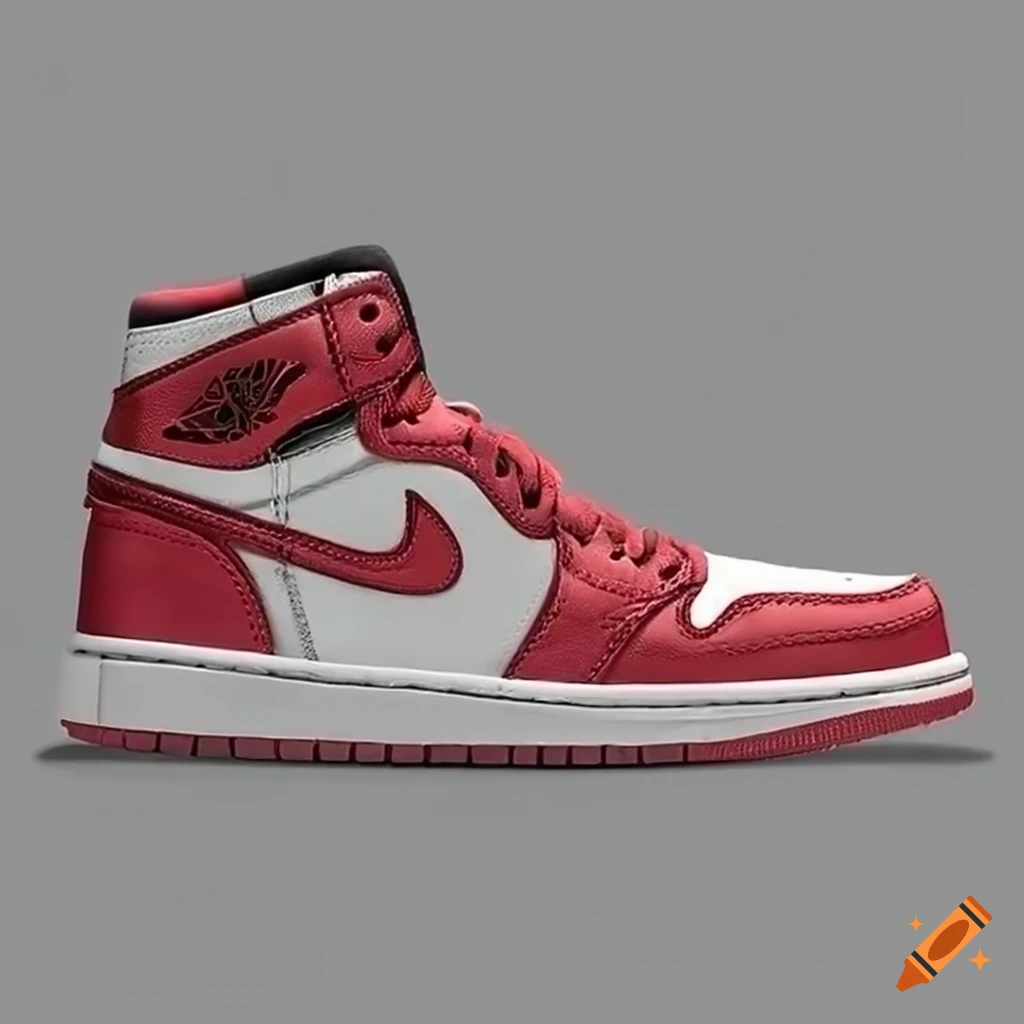 Red and black jordan 1 sneakers for nft on Craiyon