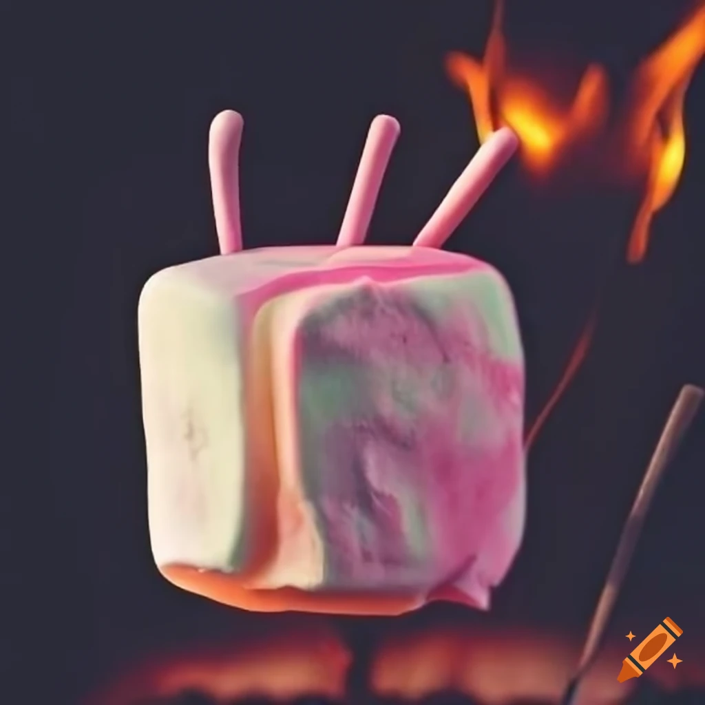 Toasted marshmallows on fire