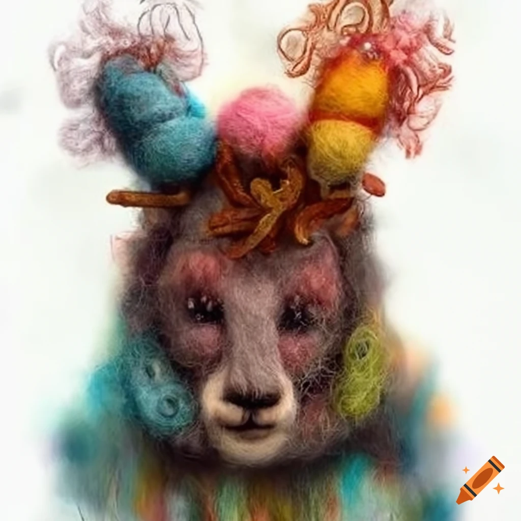 felted wool creatures with hats