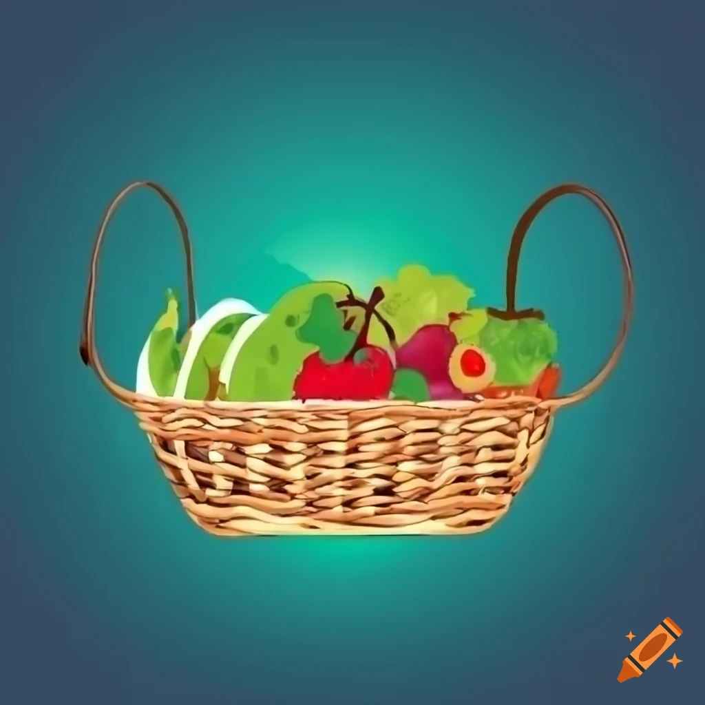 logo with fruits and salad in a basket