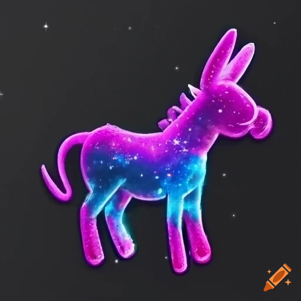 neon space donkey mule in a galaxy