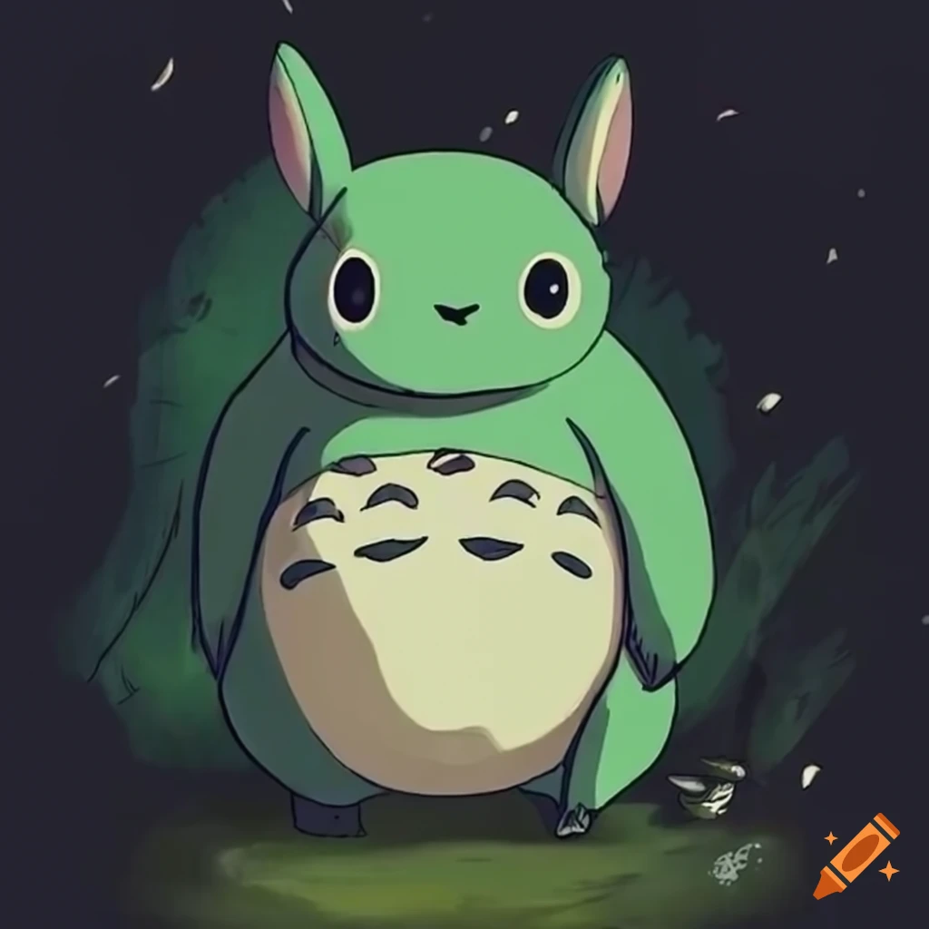 cute round creature in Ghibli art style