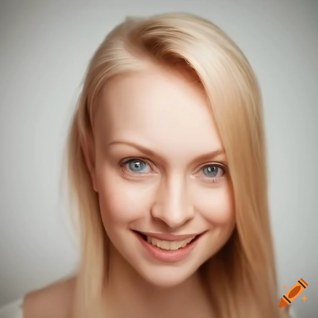 smiling blonde woman in realistic portrait