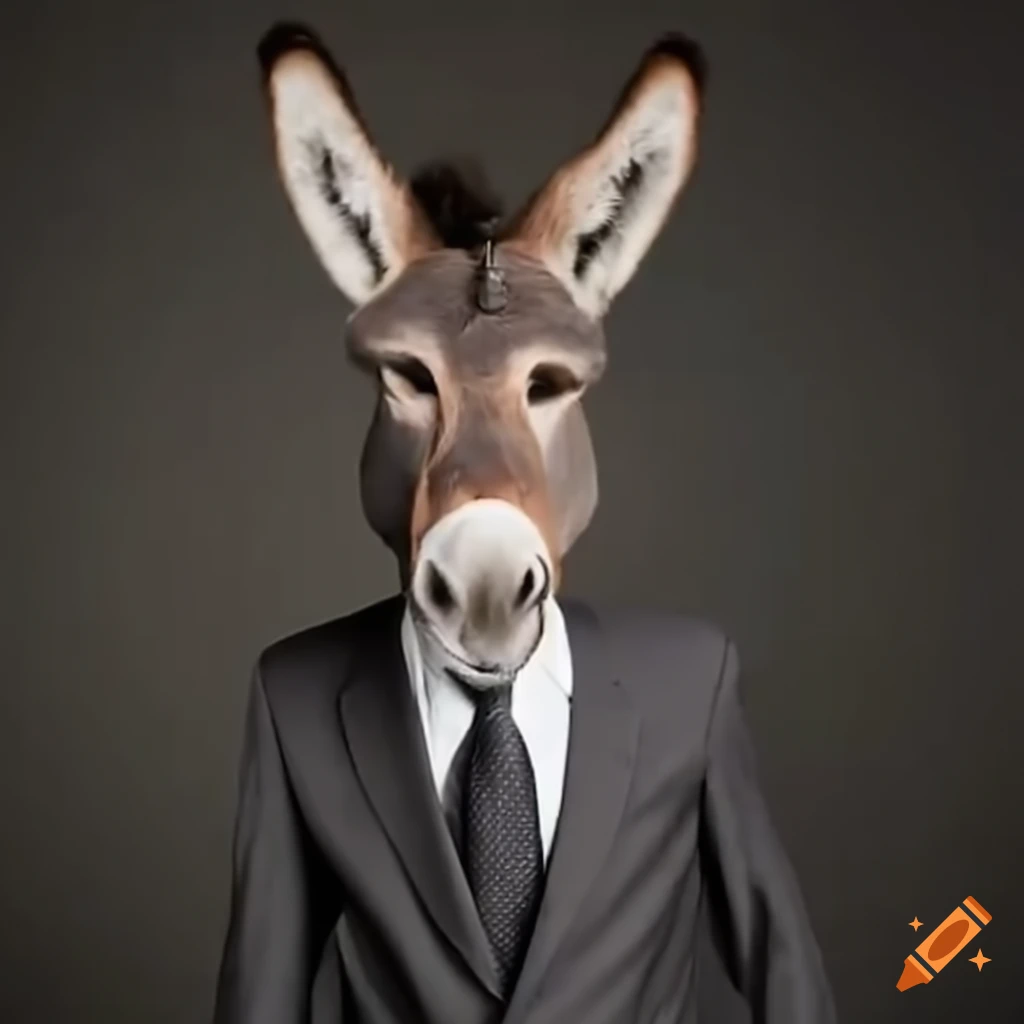 funny donkey wearing a business suit