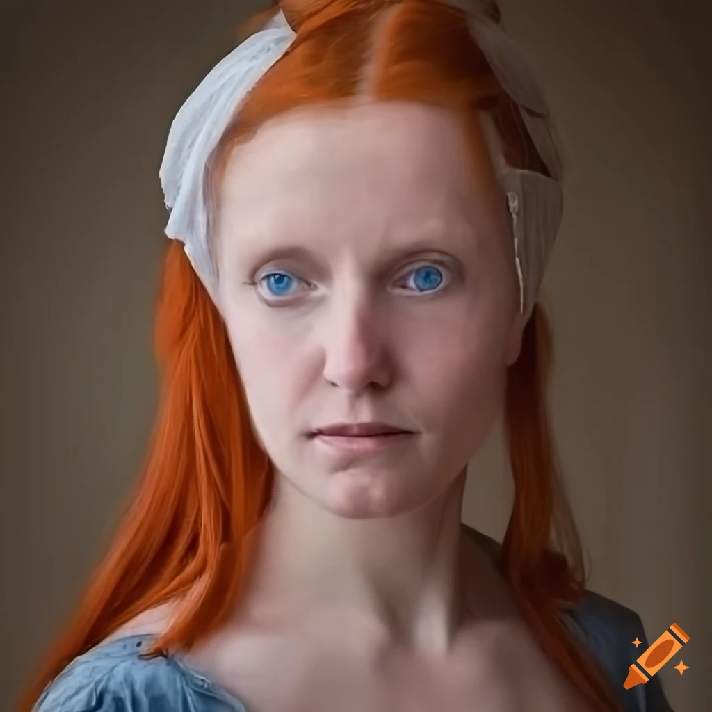 realistic portrait of a worried medieval woman