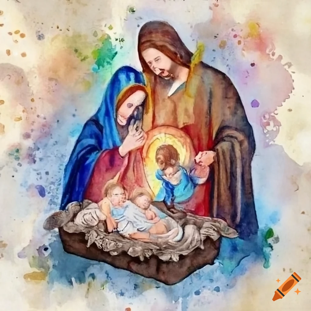 Merry Christmas. Holy Family. Virgin Mary, Saint Joseph and Baby Jesus.  Birth of Savior Christ Stock Vector - Illustration of nativity, saint:  291755538
