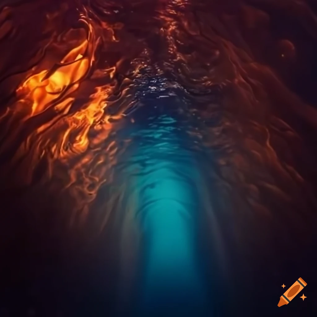 View of underwater surface on fire on Craiyon