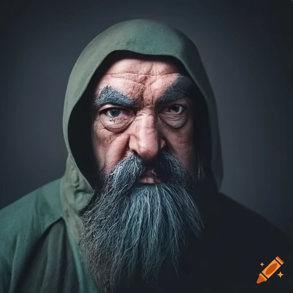 image of a dwarf with bright eyes and long blue-grey beard