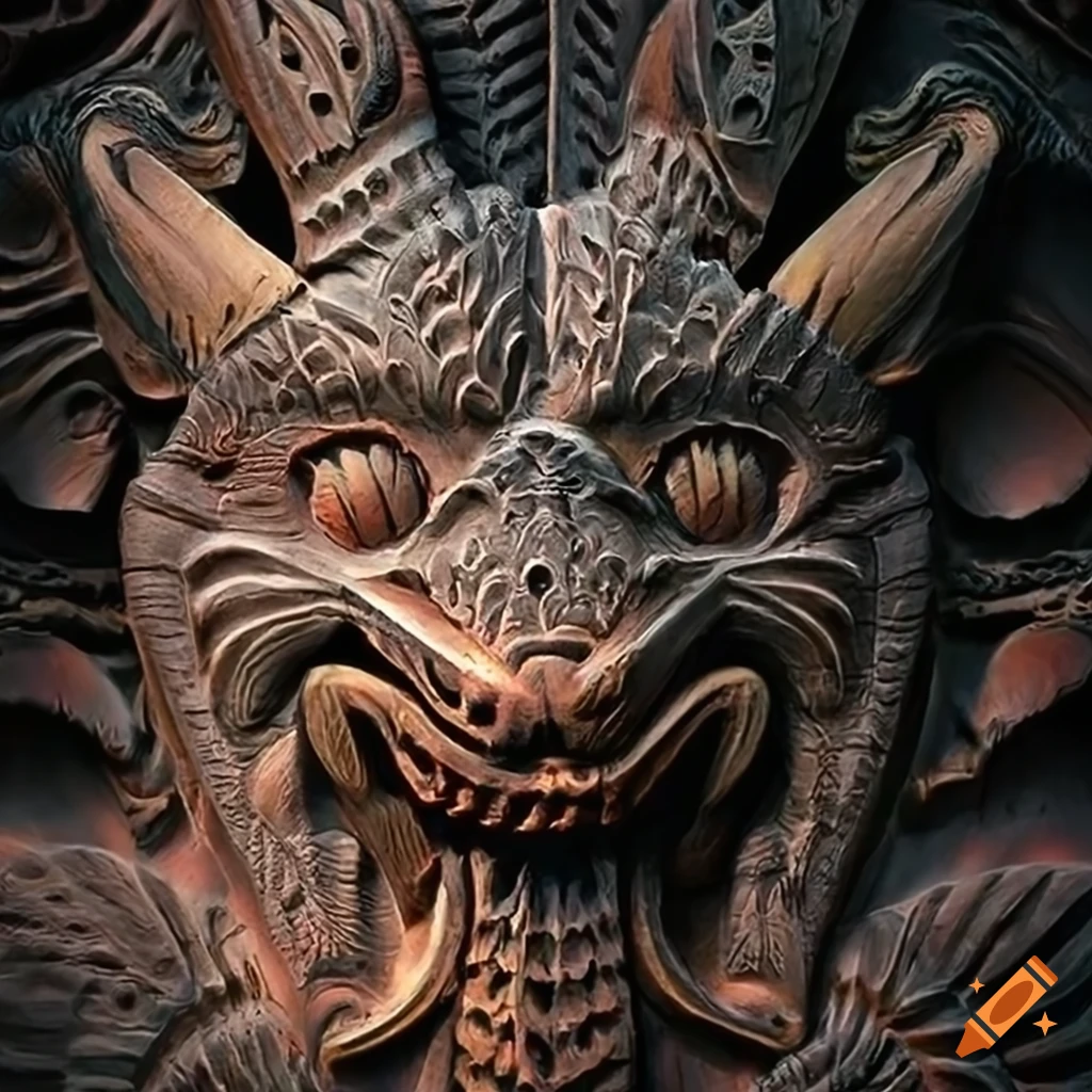 Detailed forest carving artwork on Craiyon