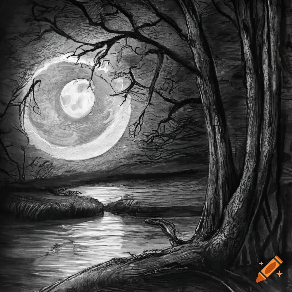 Beautiful Waterfall Moonlight Scenery Drawing Oil Pastel A4 Paper Free  Shipping | eBay
