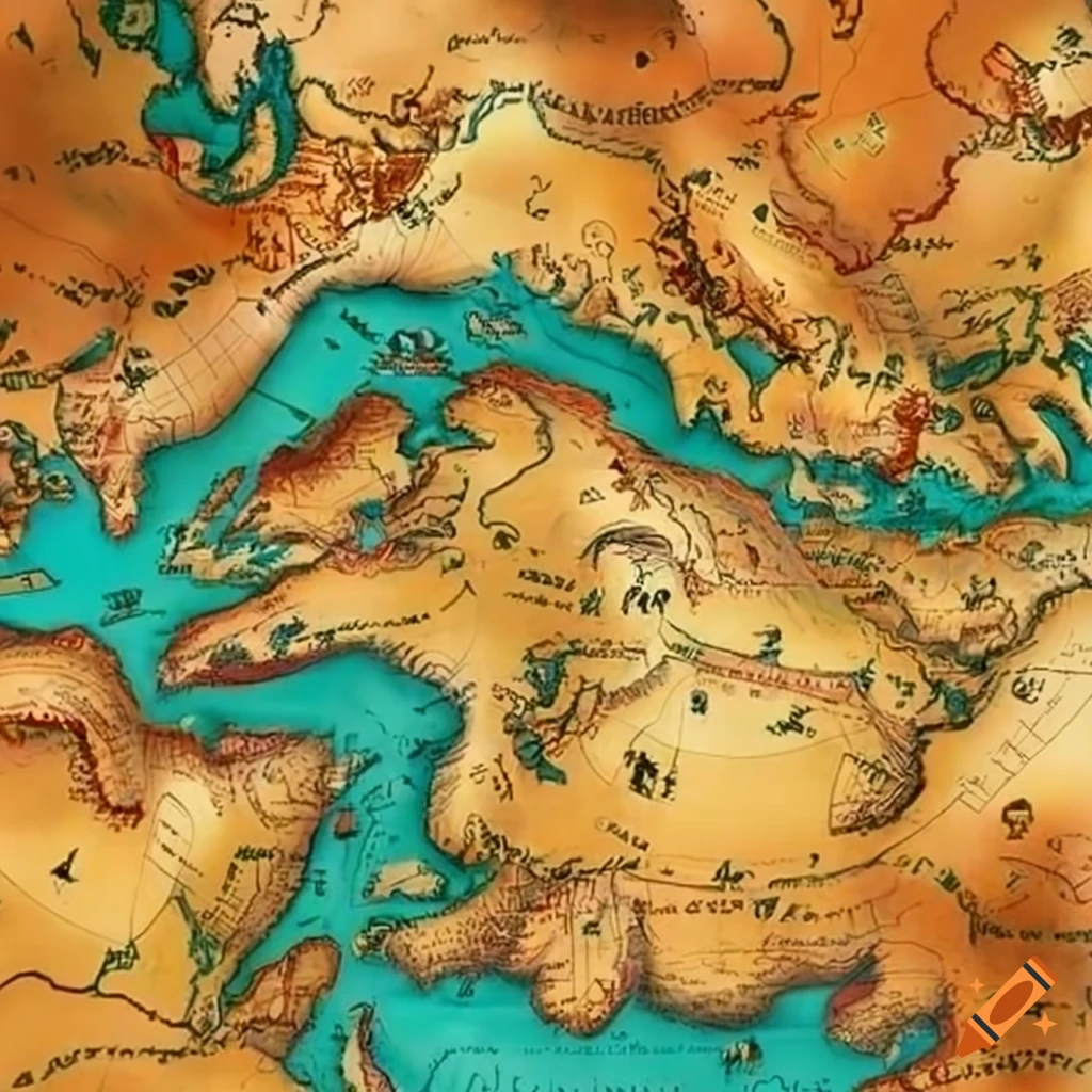 detailed map of a mythical land