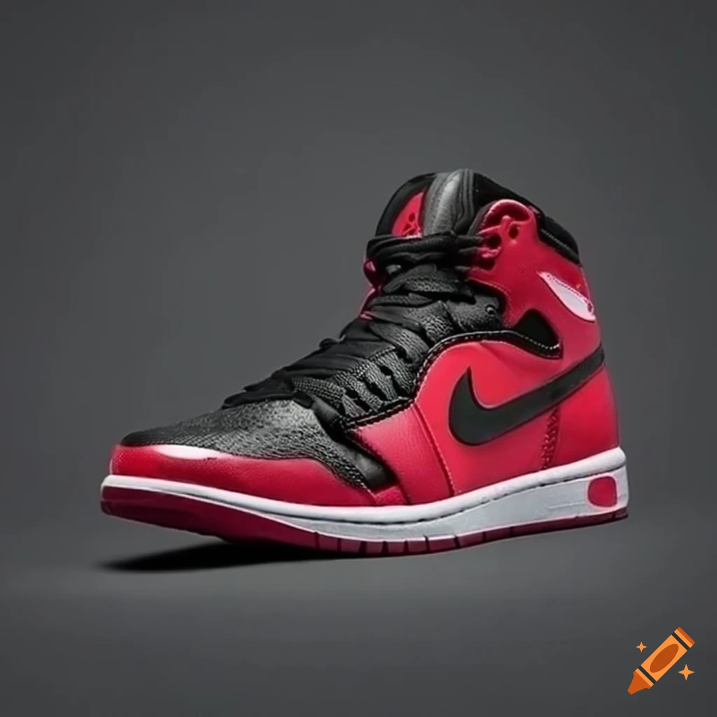 Nike jordan shoes in black and red on Craiyon