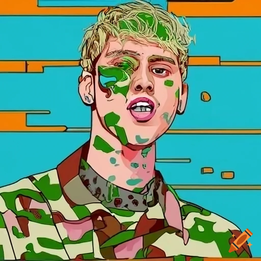 Machine gun kelly in military attire on Craiyon